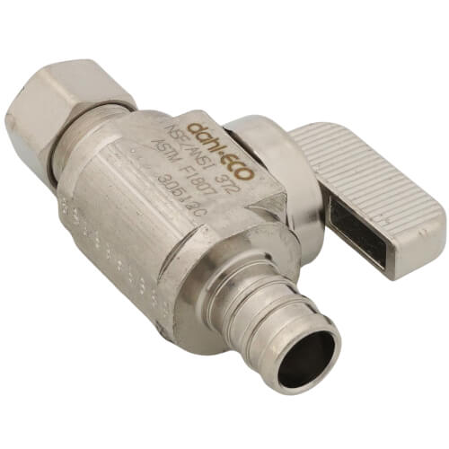 Main product image of 1/2" Pex Crimp x 3/8" OD Compression Straight Stop Valve, Lead Free (Chrome Plated Brass)