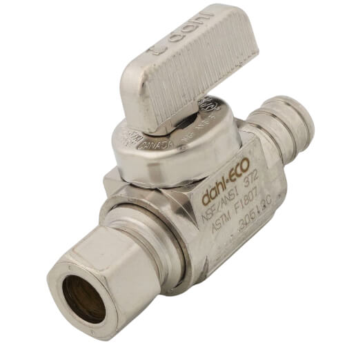 Main product image of 1/2" Pex Crimp x 3/8" OD Compression Straight Stop Valve, Lead Free (Chrome Plated Brass)