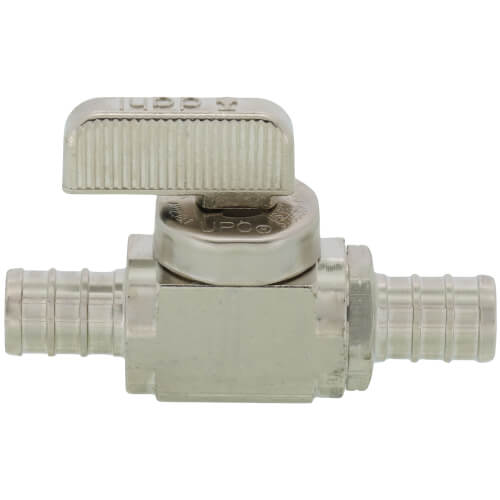 Main product image of 1/2" PEX Crimp x 1/2" PEX Crimp In-Line Straight Ball Valve, Lead Free (Chrome Plated)
