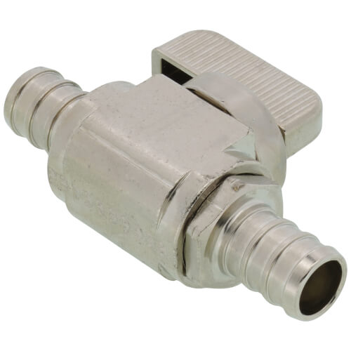 Main product image of 1/2" PEX Crimp x 1/2" PEX Crimp In-Line Straight Ball Valve, Lead Free (Chrome Plated)
