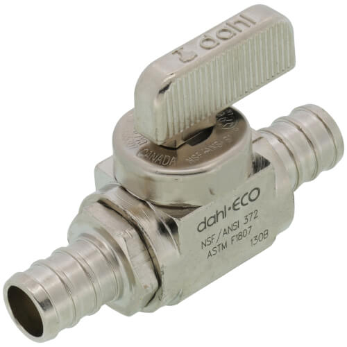 Main product image of 1/2" PEX Crimp x 1/2" PEX Crimp In-Line Straight Ball Valve, Lead Free (Chrome Plated)