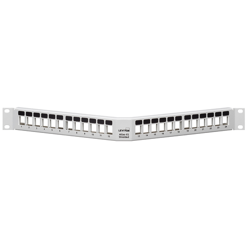 Main product image of Shielded Angled Quickport, Patch Panel, 24"port, 1RU (White)