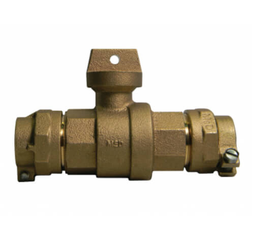 Main product image of 76100-22-34 3/4" CTS x PEP-9 Straight Ball Valve Curb Stop (No-Lead Brass)