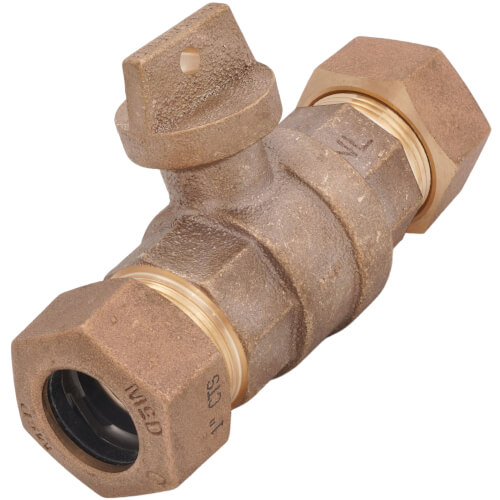 Main product image of 76100T 1" Straight Ball Valve Curb Stop, CTS x CTS (No-Lead Brass)