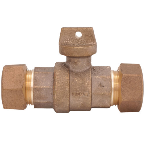 Main product image of 76100T 1" Straight Ball Valve Curb Stop, CTS x CTS (No-Lead Brass)