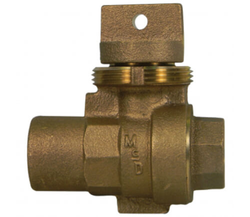 Main product image of 76005 1" FNPT Stop & Drain Straight Ball Valve Curb Stop, Minneapolis Pattern Body (No-Lead Brass)