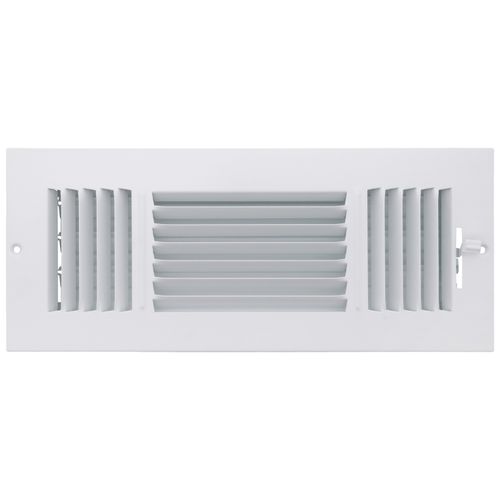 Main product image of 12" x 4-1/2" Fin Steel Register 3-way with Metal Lever (White)