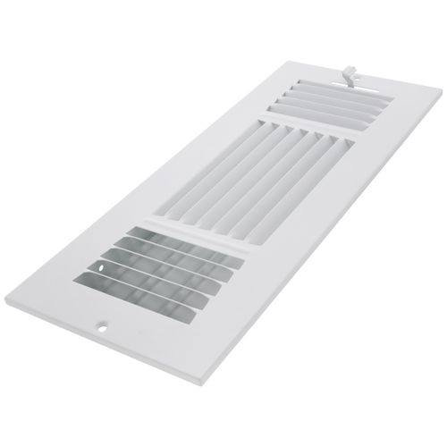 Main product image of 12" x 4-1/2" Fin Steel Register 3-way with Metal Lever (White)