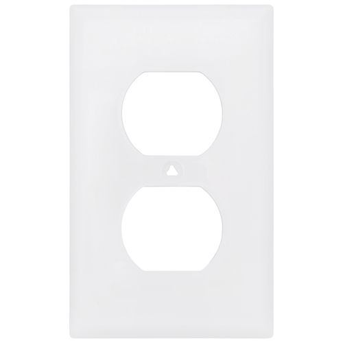 Main product image of 1-Gang Duplex Receptacle Wall Plate, Standard Size, Nylon - White
