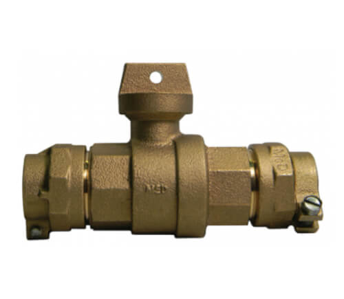 Main product image of 76100-22-33 3/4" CTS x PVC Straight Ball Valve Curb Stop (No-Lead Brass)