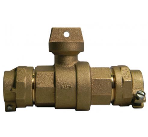 Main product image of 76100-22-33 1" CTS x PEP Straight Ball Valve Curb Stop (No-Lead Brass)