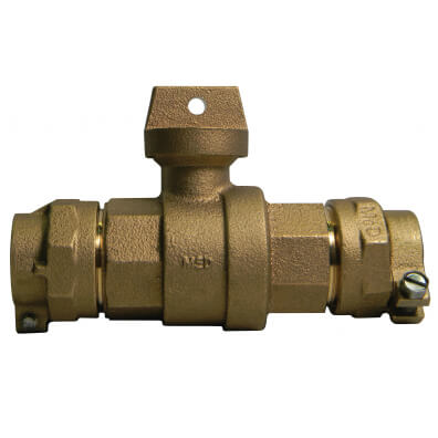 Main product image of 76100-22 3/4" x 5/8" x 3/4" Straight Ball Valve Curb Stop, CTS x CTS (No-Lead Brass)