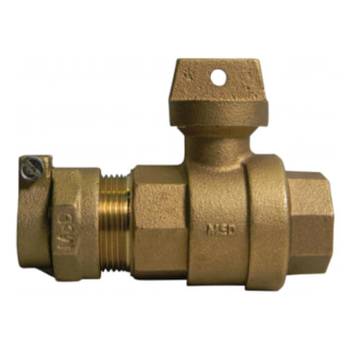 Main product image of 76102-22 2" CTS X FNPT Straight Ball Valve Curb Stop (No-Lead Brass)