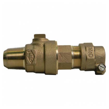74701B-22 1" AWWA x CTS Ball-Style Corporation Stop (Lead-Free)