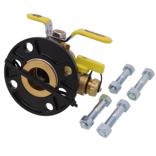 Main product image of 1-1/2" Sweat Full Port Brass Uni-Flange Isolator Ball Valve w/ Detachable Rotating Flange and Drain