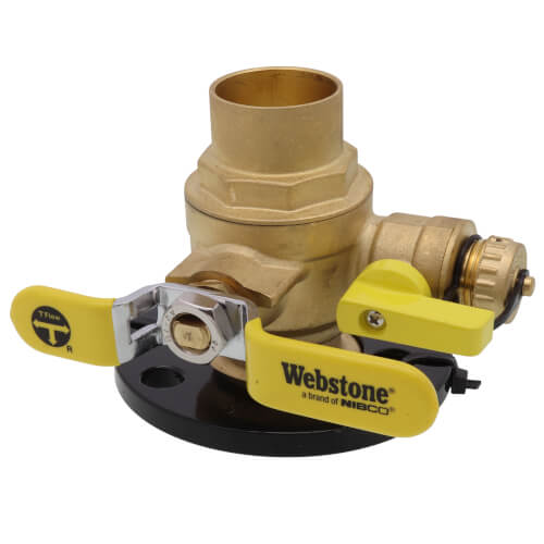 Main product image of 1-1/2" Sweat Full Port Brass Uni-Flange Isolator Ball Valve w/ Detachable Rotating Flange and Drain