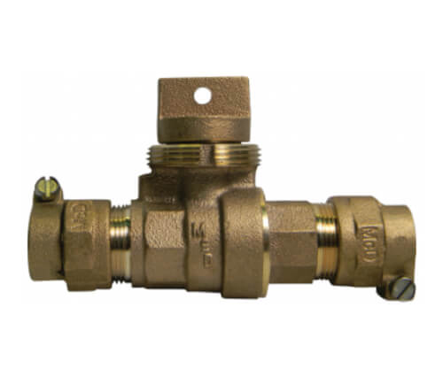 Main product image of 76104-33 3/4" PEP Straight Ball Valve Curb Stop, Minneapolis Pattern Body (No-Lead Brass)