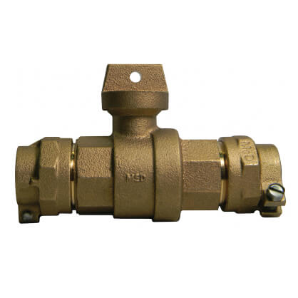 Main product image of 76100-22 1-1/4" x 1" x 1" Straight Ball Valve Curb Stop, CTS x CTS (No-Lead Brass)