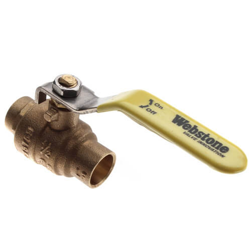 Main product image of 1/2" Sweat Full Port Brass Ball Valve w/ Stainless Steel Lever (Lead Free)