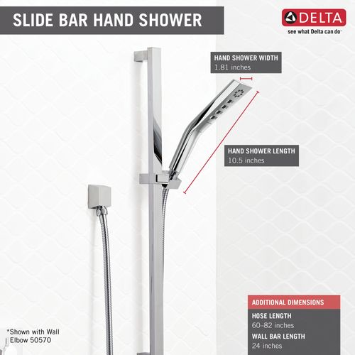 51799 - Delta 51799 - H2okinetic 3-Setting Slide Bar Hand Shower ...