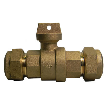 Main product image of 76100Q 1-1/2" Straight Ball Valve Curb Stop, CTS x CTS (No-Lead Brass)