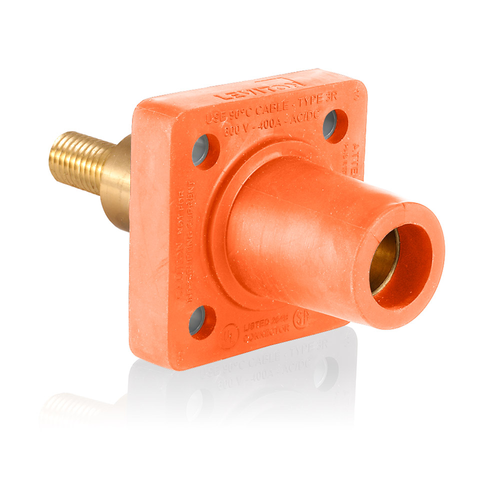 Main product image of 1 Pole Cam-Type Fem Panel Receptacle, Taper Nose, 3/4" Extended Shoulder, #2-4/0 (Orange)