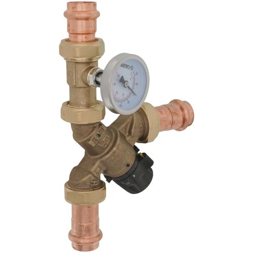 Main product image of 3/4" Press Union AngleMix Thermostatic Mixing Valve w/ Check, Gauge