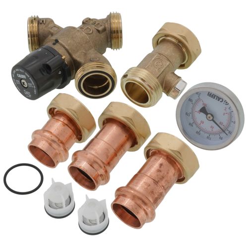 Main product image of 3/4" Press Union AngleMix Thermostatic Mixing Valve w/ Check, Gauge