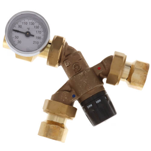 Main product image of 3/4" Sweat Outlet Tankmixer Water Heater Mixing Valve w/ Gauge