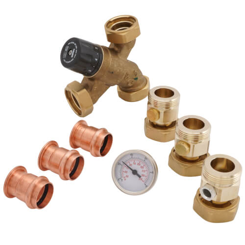 Main product image of 1" Press Union AngleMix 3-Way Thermostatic Mixing Valve w/ Check Valves