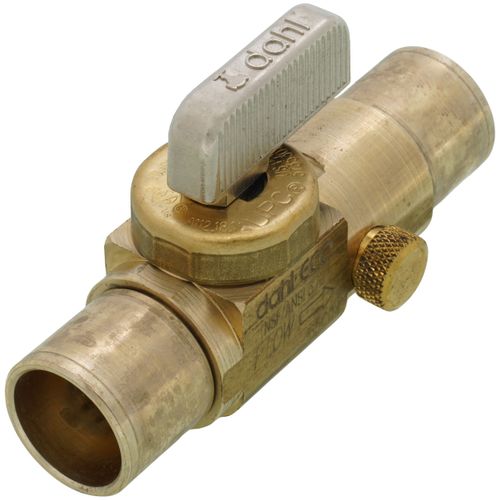Main product image of 1/2" Female Solder X 1/2" Female Solder Straight Stop Valve, Rough Brass with Drain (Lead Free)