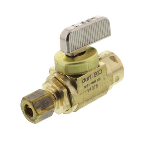 Main product image of 1/2" Female Solder x 1/4" OD Compression Straight Stop Valve, Lead Free (Brass)