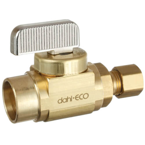 Main product image of 1/2" Female Solder x 1/4" OD Compression Straight Stop Valve, Lead Free (Brass)