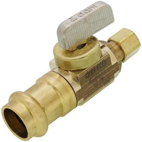 Main product image of 1/2" Female Press x 1/4" OD Comp Straight Supply Stop, Lead Free (Rough Brass)