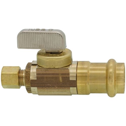 Main product image of 1/2" Female Press x 1/4" OD Comp Straight Supply Stop, Lead Free (Rough Brass)