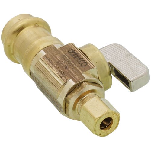 Main product image of 1/2" Female Press x 1/4" OD Comp Straight Supply Stop, Lead Free (Rough Brass)