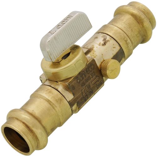 Main product image of 1/2" Female Press x 1/2" Female Press Straight In-Line Stop w/ Drain, Lead Free (Rough Brass)