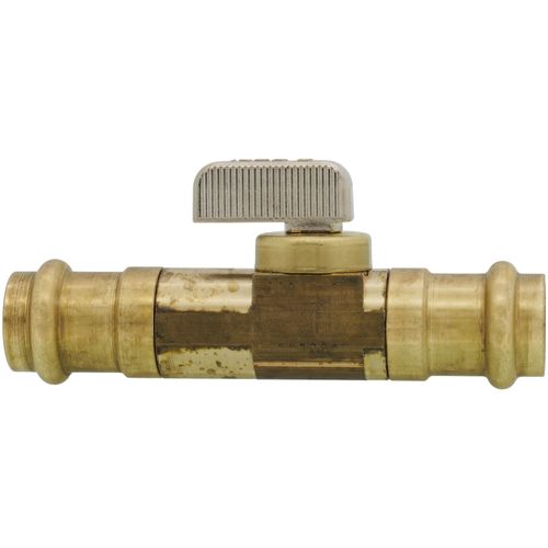 Main product image of 1/2" Female Press x 1/2" Female Press Straight In-Line Stop w/ Drain, Lead Free (Rough Brass)