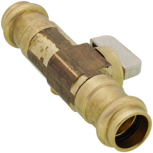 Main product image of 1/2" Female Press x 1/2" Female Press Straight In-Line Stop w/ Drain, Lead Free (Rough Brass)