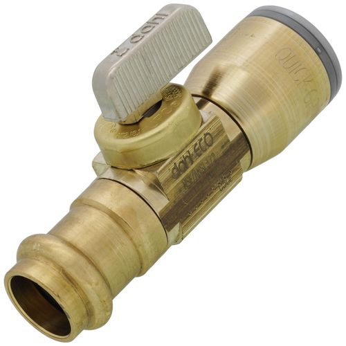 Main product image of 1/2" Female Press x 1/2" QUICK-GRIP Straight In-Line Stop & Isolation Valve, Lead Free (Rough Brass)