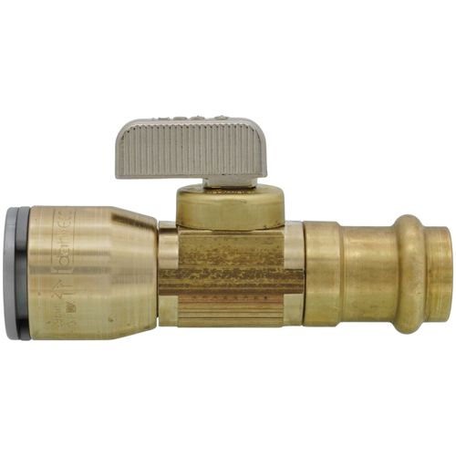Main product image of 1/2" Female Press x 1/2" QUICK-GRIP Straight In-Line Stop & Isolation Valve, Lead Free (Rough Brass)