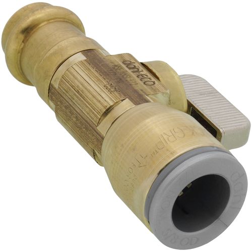 Main product image of 1/2" Female Press x 1/2" QUICK-GRIP Straight In-Line Stop & Isolation Valve, Lead Free (Rough Brass)