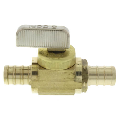 Main product image of 1/2" PEX Crimp x 1/2" PEX Crimp In-Line Straight Ball Valve, Lead Free (Rough Brass)