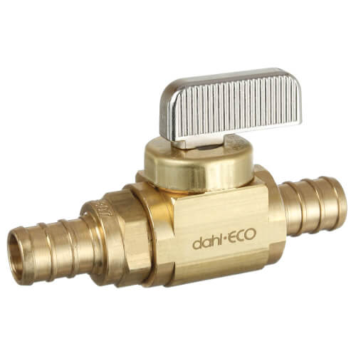 Main product image of 1/2" PEX Crimp x 1/2" PEX Crimp In-Line Straight Ball Valve, Lead Free (Rough Brass)