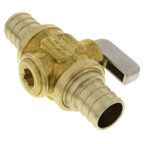Main product image of 3/4" PEX Crimp x 3/4" PEX Crimp In-Line Straight Ball Valve, Lead Free (Rough Brass)