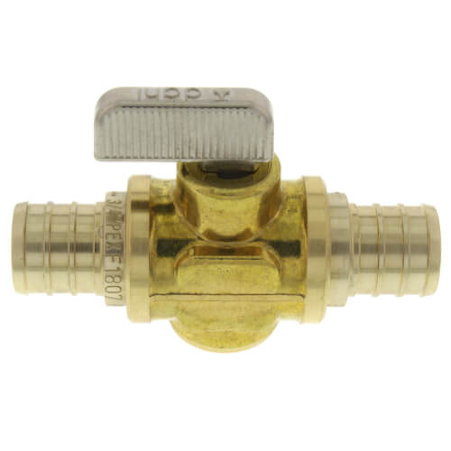 Main product image of 3/4" PEX Crimp x 3/4" PEX Crimp In-Line Straight Ball Valve, Lead Free (Rough Brass)