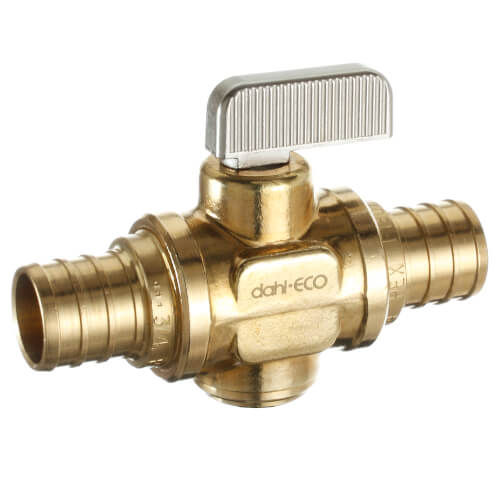 Main product image of 3/4" PEX Crimp x 3/4" PEX Crimp In-Line Straight Ball Valve, Lead Free (Rough Brass)