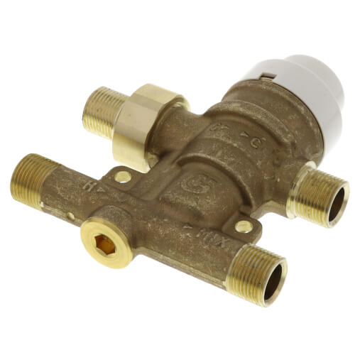Main product image of 3/8" Compression Union SinkMixer Scald Protection 4-Way Thermostatic Mixing Valve, 0.52 CV (Lead Free)