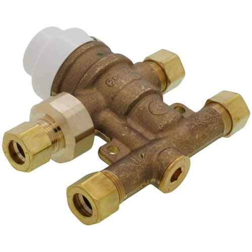 Main product image of 3/8" Comp. Union SinkMixer Scald Protection 4-Way Thermostatic Mixing Valve with Fitting Package, 0.52 CV (Lead Free)