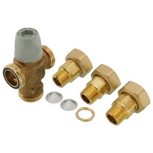 Main product image of 1/2" Threaded Scald Protection 3-Way Thermostatic Mixing Valve, 2 CV (Lead Free)
